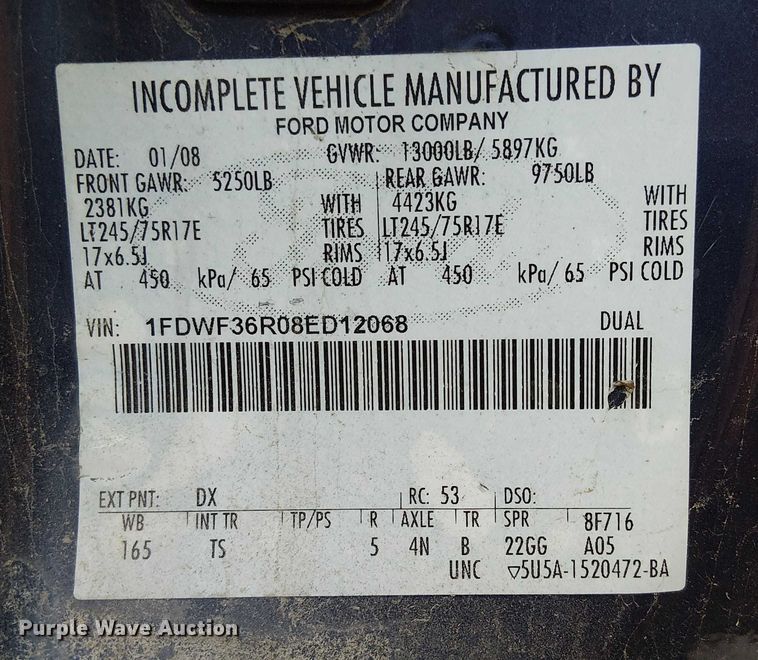 image for item FK0806 2008 Ford F350 Super Duty utility bed pickup truck