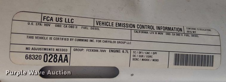 image for item FK0807 2015 RAM 3500 Crew Cab pickup truck