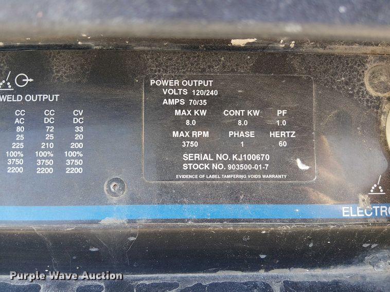 image for item FK0822 Miller Bobcat 225 welder/generator