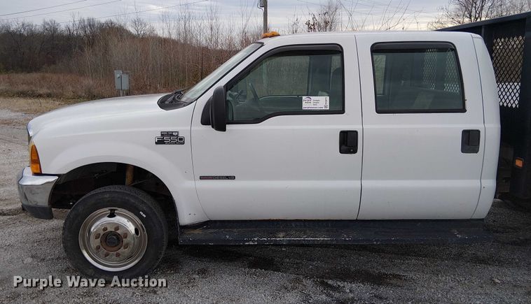 image for item FK0872 2000 Ford F550 Super Duty Crew Cab flatbed truck