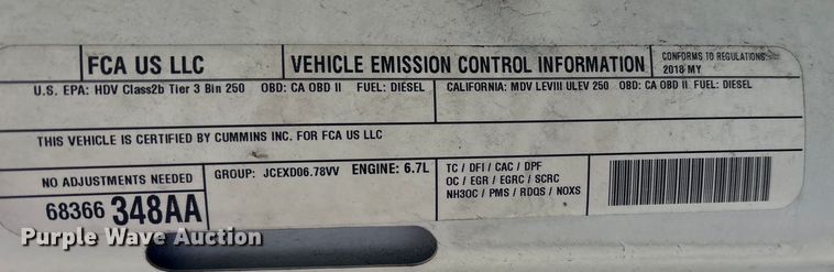 image for item FK1031 2018 RAM 2500 Crew Cab pickup truck