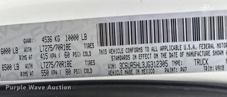 image for item FK1031 2018 RAM 2500 Crew Cab pickup truck