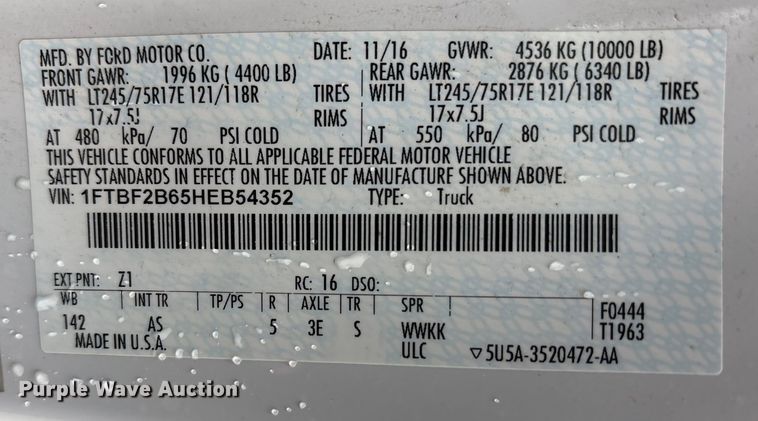 image for item FK1038 2017 Ford F250 Super Duty XL pickup truck