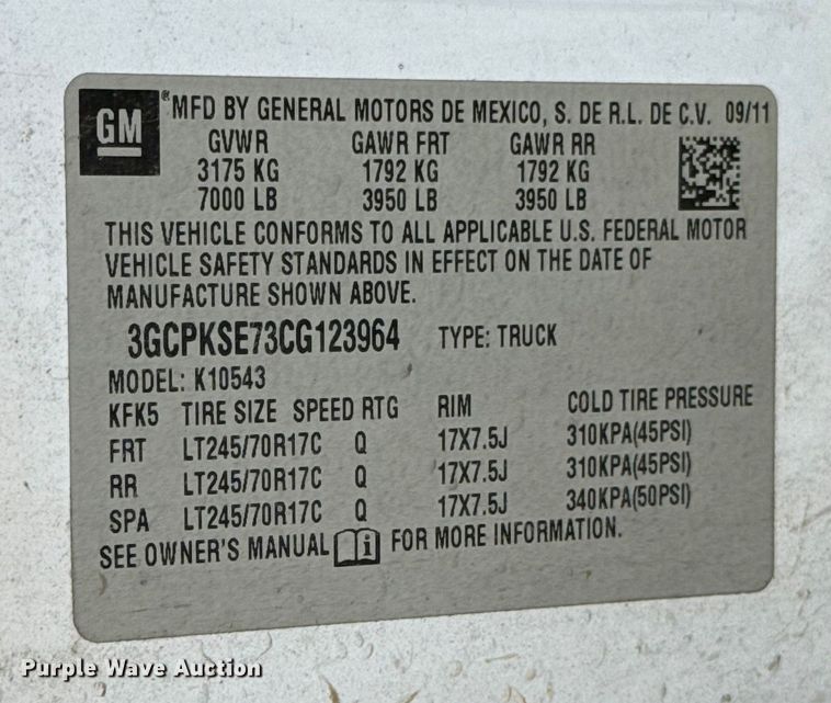 image for item HI9375 2012 Chevrolet Silverado 1500 Crew Cab pickup truck