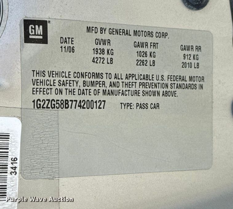 image for item HI9376 2007 Pontiac G6 