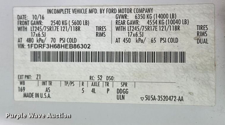 image for item HI9377 2017 Ford F350 Super Duty XL flatbed pickup truck