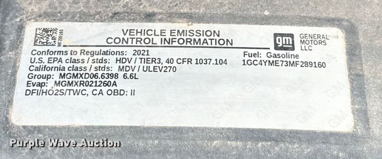 image for item HI9397 2021 Chevrolet Silverado 2500HD Crew Cab flatbed pickup truck