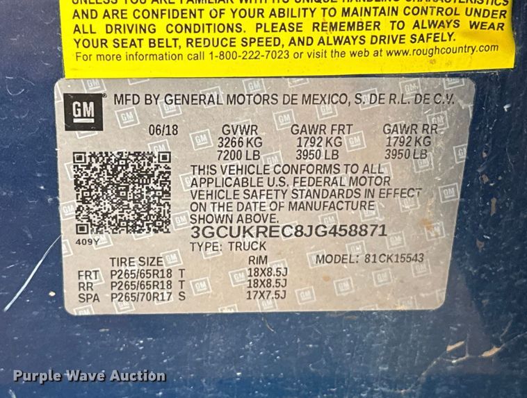 image for item HI9399 2018 Chevrolet Silverado 1500 Crew Cab pickup truck