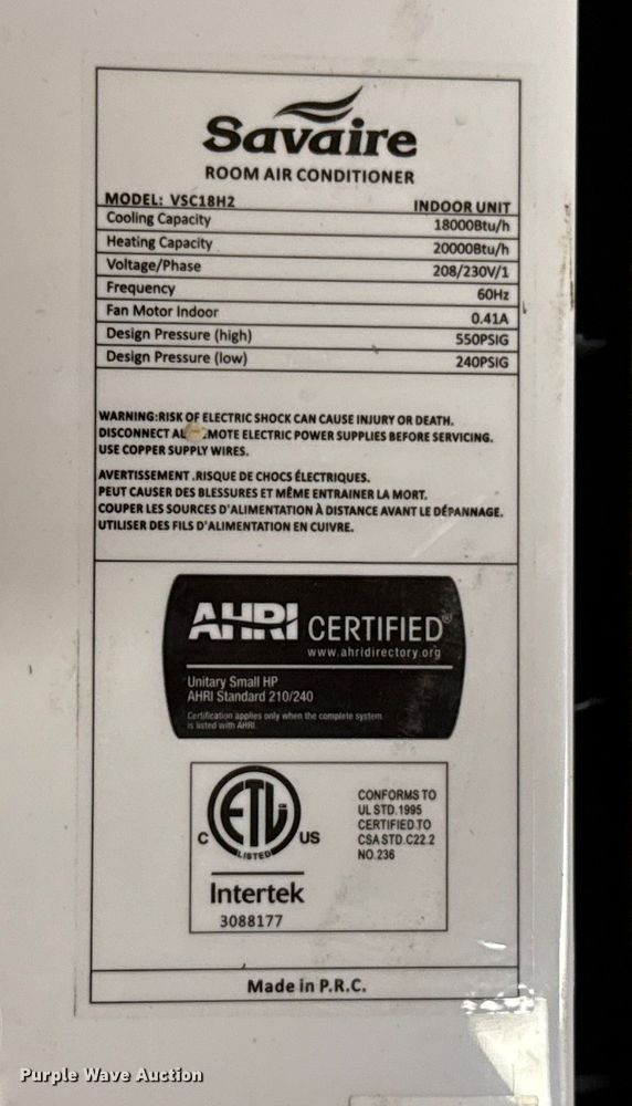 image for item HI9404 Savaire VOC18H2 AC unit