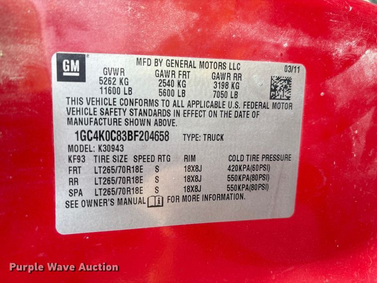 image for item IE9190 2011 Chevrolet Silverado 3500HD Crew Cab pickup truck