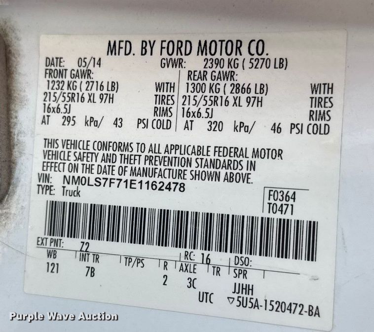 image for item NB9007 2014 Ford Transit Connect van