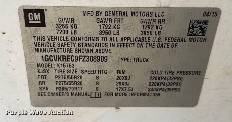 image for item NB9008 2015 Chevrolet Silverado 1500 Double Cab pickup truck