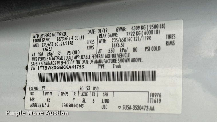 image for item NB9018 2019 Ford Transit 350 van