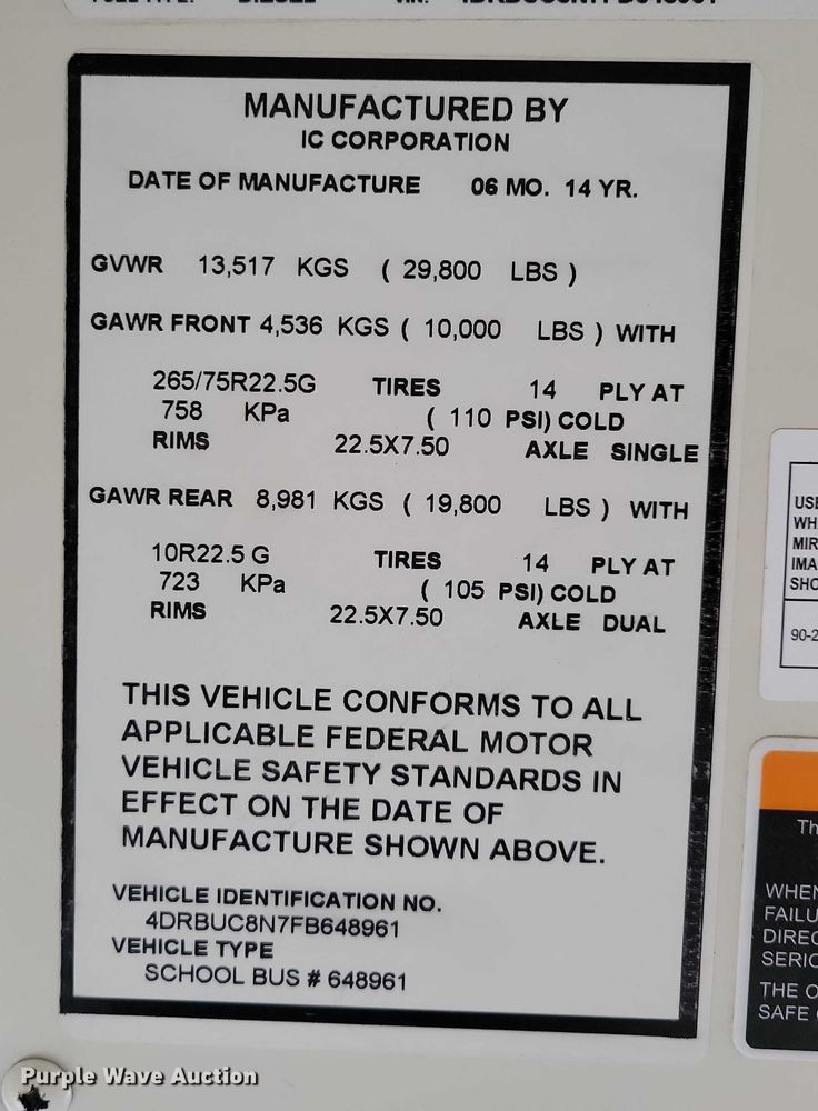 image for item NO9805 2015 IC school bus