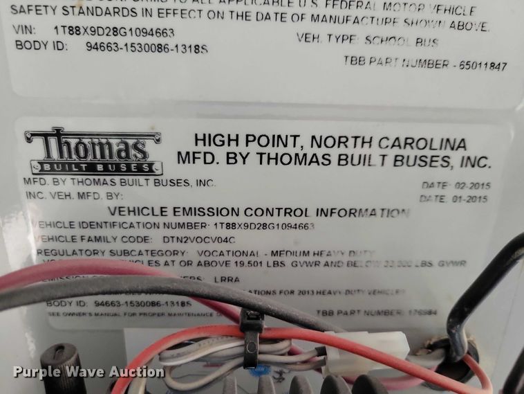 image for item NO9806 2016 Thomas school bus