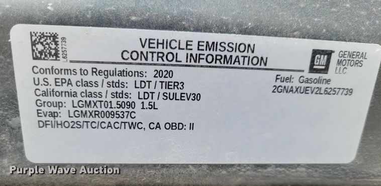 image for item NO9810 2020 Chevrolet Equinox LT SUV