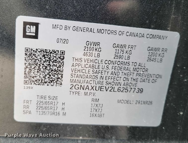 image for item NO9810 2020 Chevrolet Equinox LT SUV