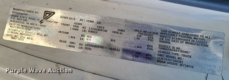 image for item NO9814 2010 Chevrolet  Express G3500 delivery van