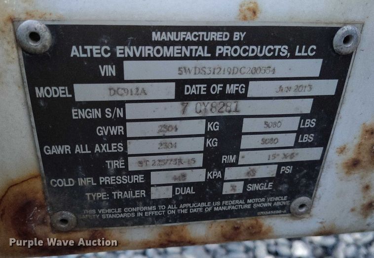 image for item YA1587 2013 Altec DC912A wood chipper