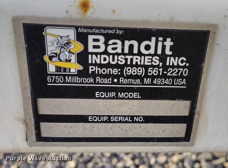 image for item YA1589 2019 Bandit 200UC wood chipper