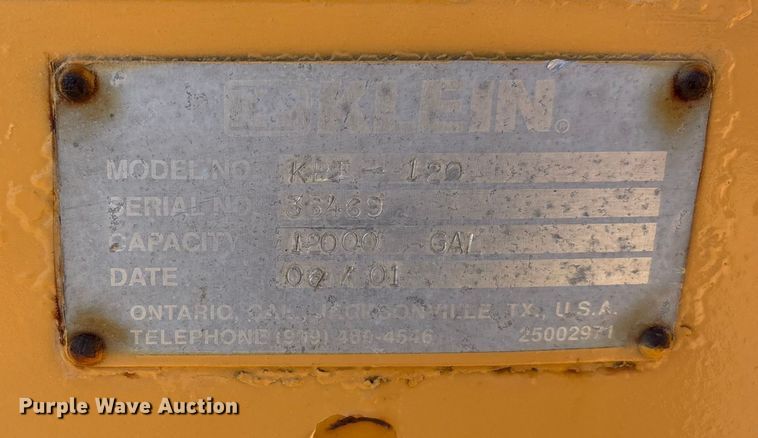 image for item DH8740 2001 Klein KPT-120 water tank