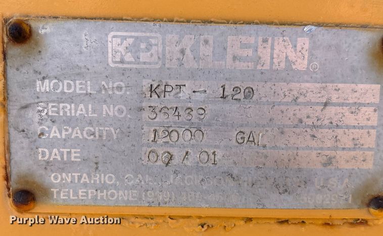 image for item DH8740 2001 Klein KPT-120 water tank