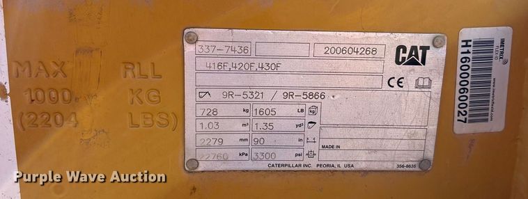 image for item DH8745 2019 Caterpillar 416F2 backhoe