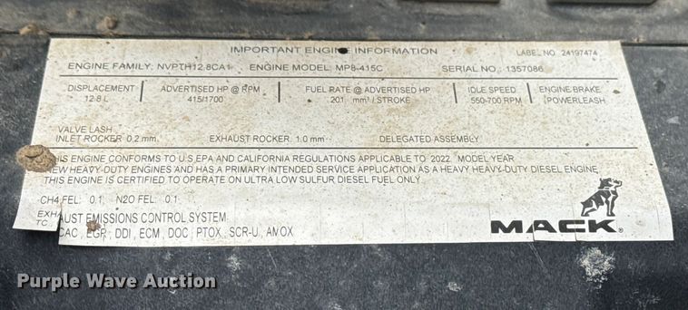 image for item DQ4137 2023 Mack Granite dump truck