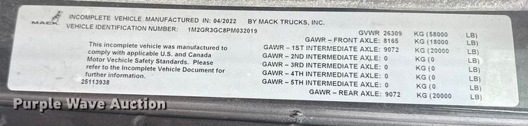 image for item DQ4137 2023 Mack Granite dump truck