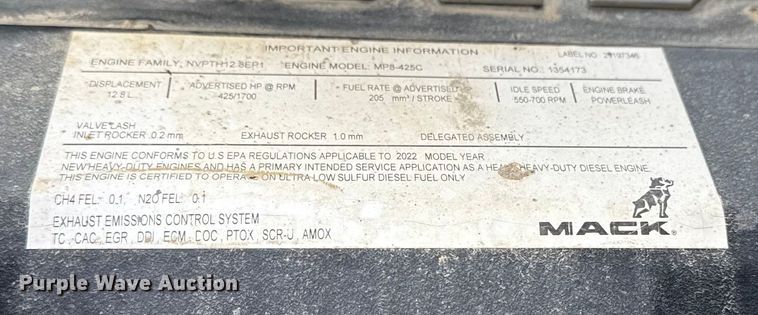 image for item DQ4139 2023 Mack Granite dump truck