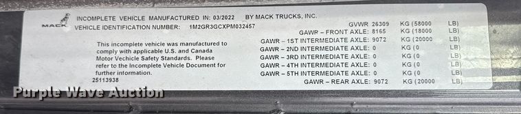 image for item DQ4139 2023 Mack Granite dump truck