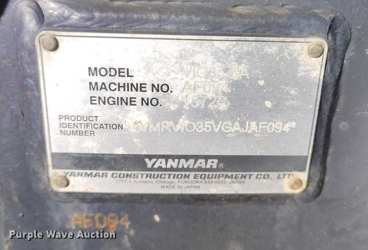 image for item DT0814 Yanmar VIO35-6A mini excavator