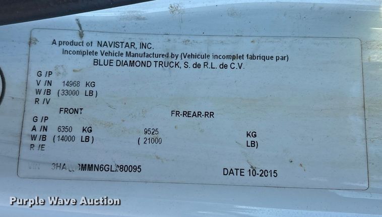 image for item DT2760 2016 International 7300 digger derrick truck