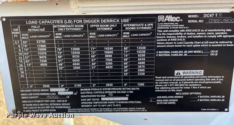 image for item DT2760 2016 International 7300 digger derrick truck