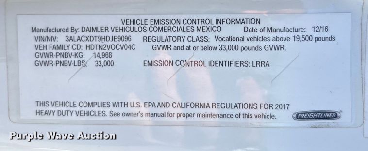 image for item DT2763 2017 Freightliner Business Class M2 bucket truck
