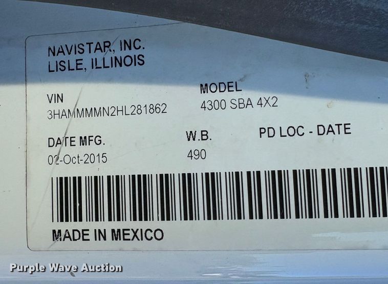 image for item DT2765 2017 International 4300 bucket truck