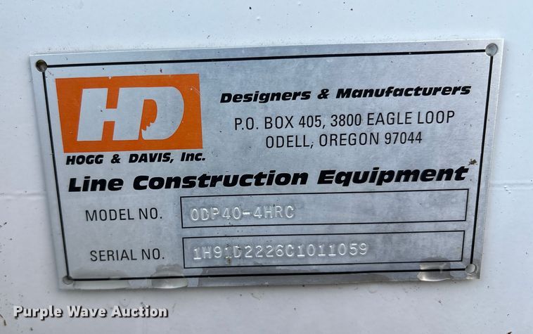 image for item DT2767 2012 Hogg and Davis 0DP40-4HRC reel trailer