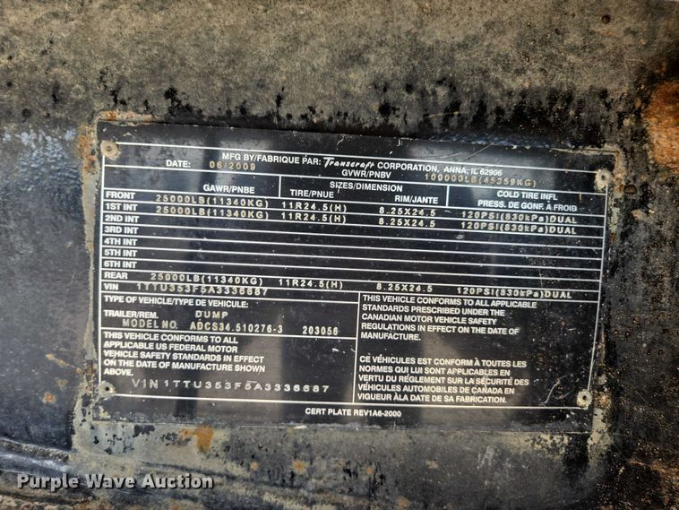 image for item DT4720 2010 Transcraft end dump trailer