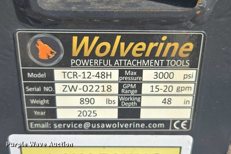 image for item DT4747 2025 Wolverine TCR-12-48H skid steer trencher
