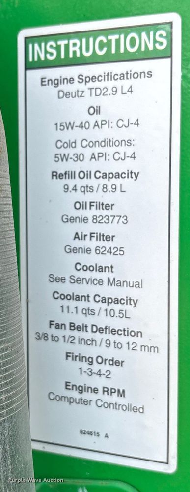 image for item DT4980 2017 Genie S-80X boom lift