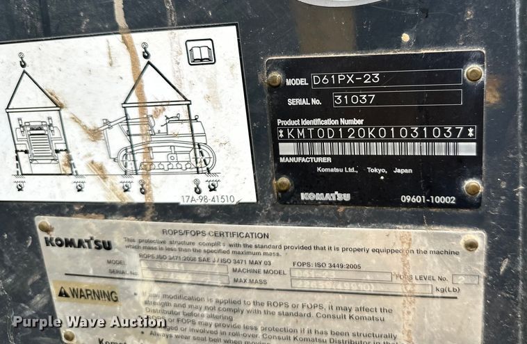 image for item DT6447 2014 Komatsu D61PX-23 dozer