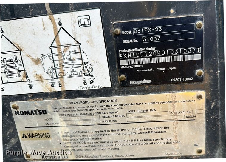image for item DT6447 2014 Komatsu D61PX-23 dozer