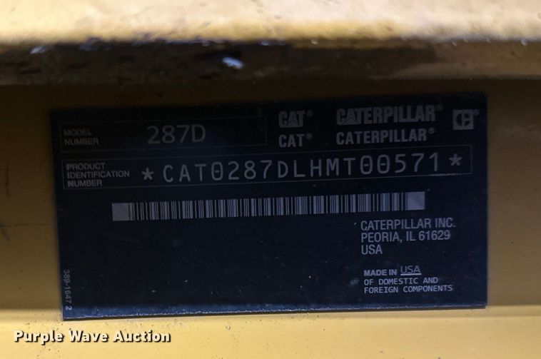 image for item DT6469 2015 Caterpillar 287D tracked skid steer loader