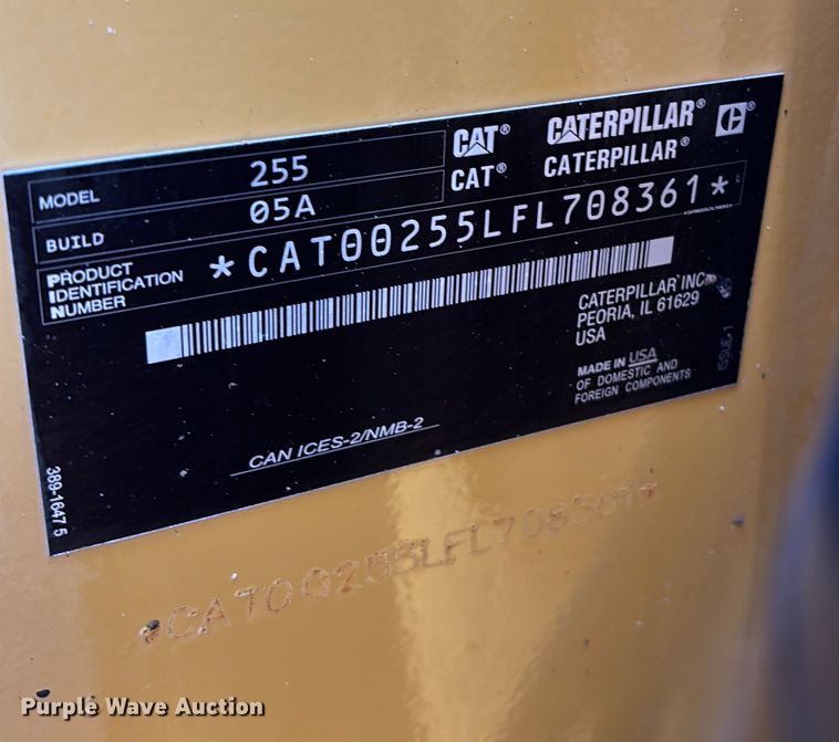 image for item DU0251 2025 Caterpillar 255 tracked skid steer loader