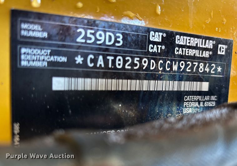 image for item DU0252 2023 Caterpillar 259D3 tracked skid steer loader