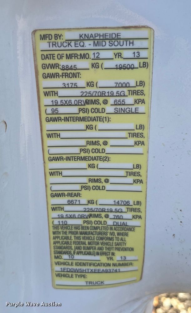 image for item DU0254 2014 Ford F550 dump flatbed truck