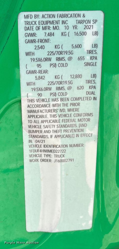 image for item DU0263 2021 Ford F450 Super Duty flatbed truck