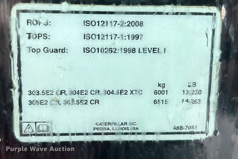 image for item DU0308 2017 Caterpillar 305E2 mini excavator