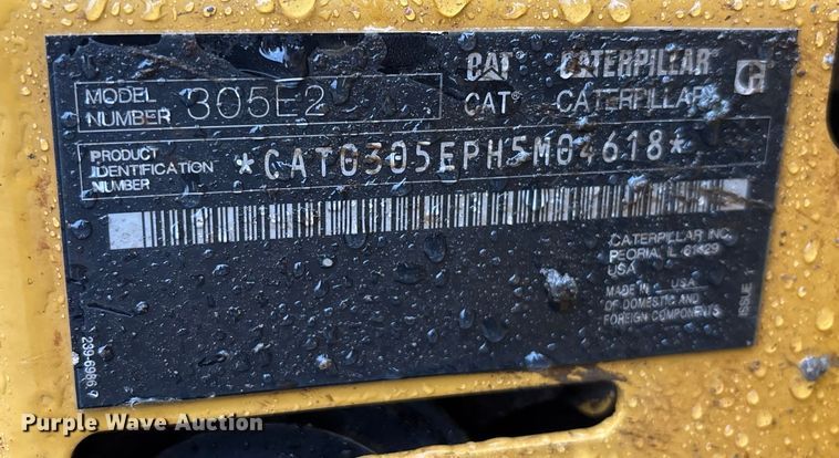 image for item DU0308 2017 Caterpillar 305E2 mini excavator