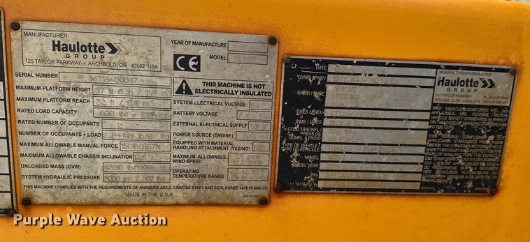 image for item DV0757 2018 Haulotte 3632T boom lift